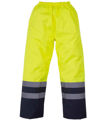 Yoko Hi-Vis Two Tone Waterproof Overtrousers in Yellow/Navy