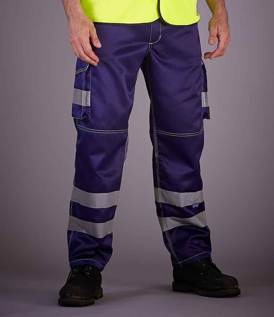 Yoko Hi-Vis Cargo Trousers with Knee Pad Pockets - model image