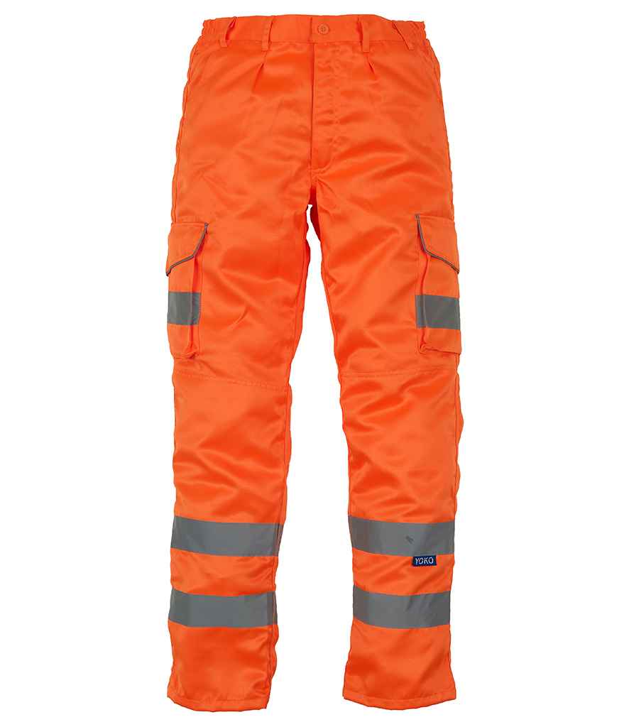 Yoko Hi-Vis Cargo Trousers with Knee Pad Pockets in Orange