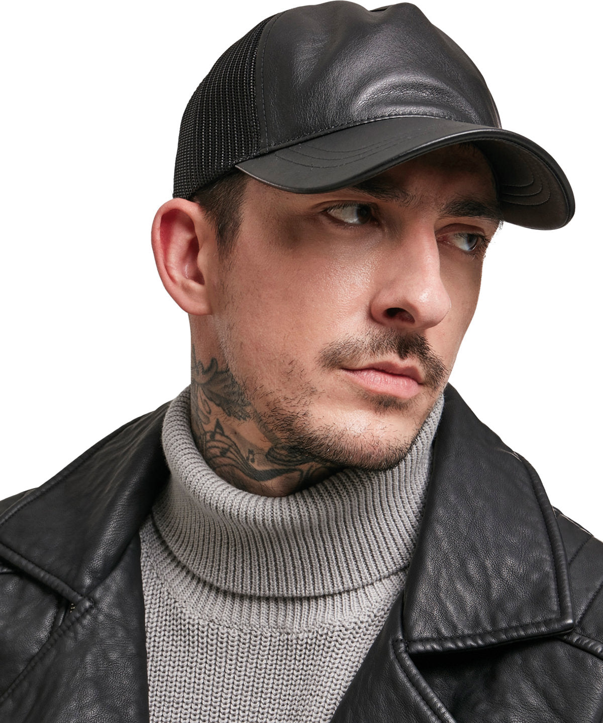 Flexfit / Yupoong Leather trucker Black/Black