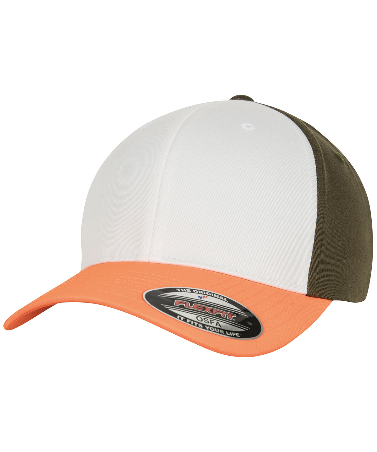 Flexfit / Yupoong 3-tone Flexfit (6277TT) Neon Orange/White/Olive