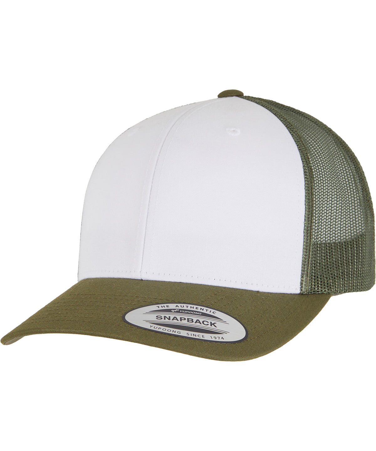 Flexfit / Yupoong Retro trucker coloured front (6606CF) Moss Green/White/Olive