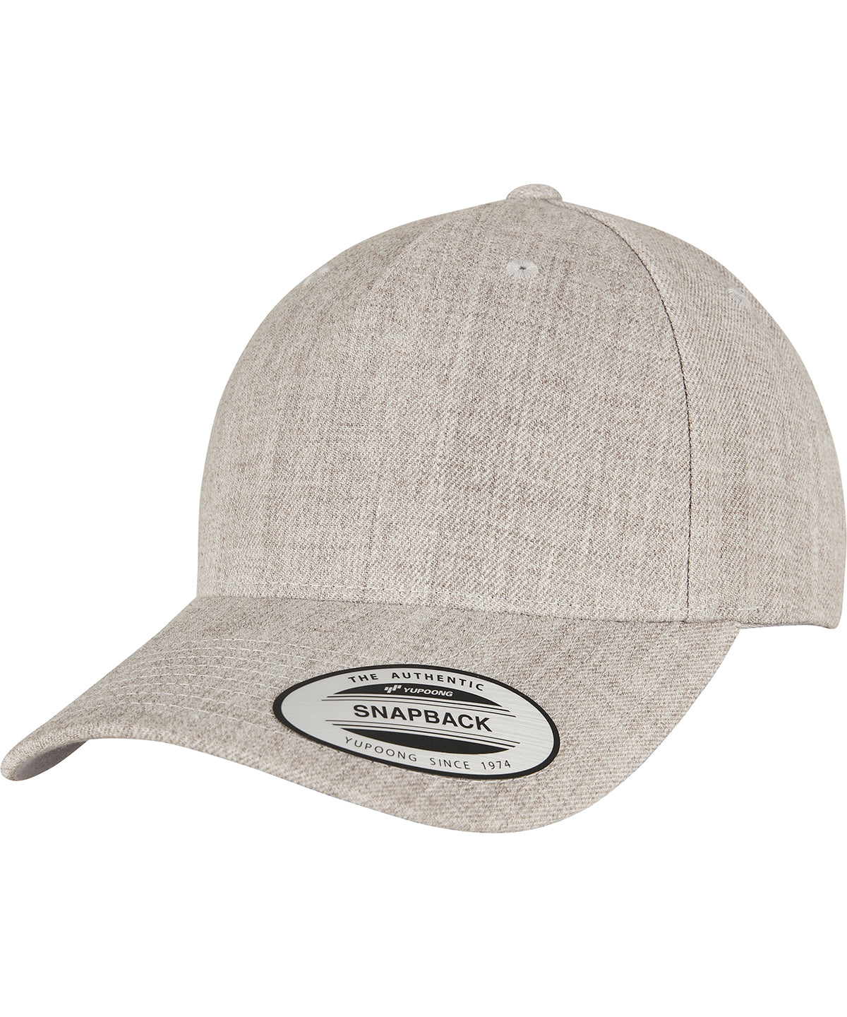Flexfit / Yupoong YP classics 5-panel premium curved visor snapback cap (5789M) Heather Grey
