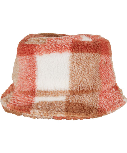 Flexfit / Yupoong Sherpa check bucket hat (5003SC) White Sand/Toffee