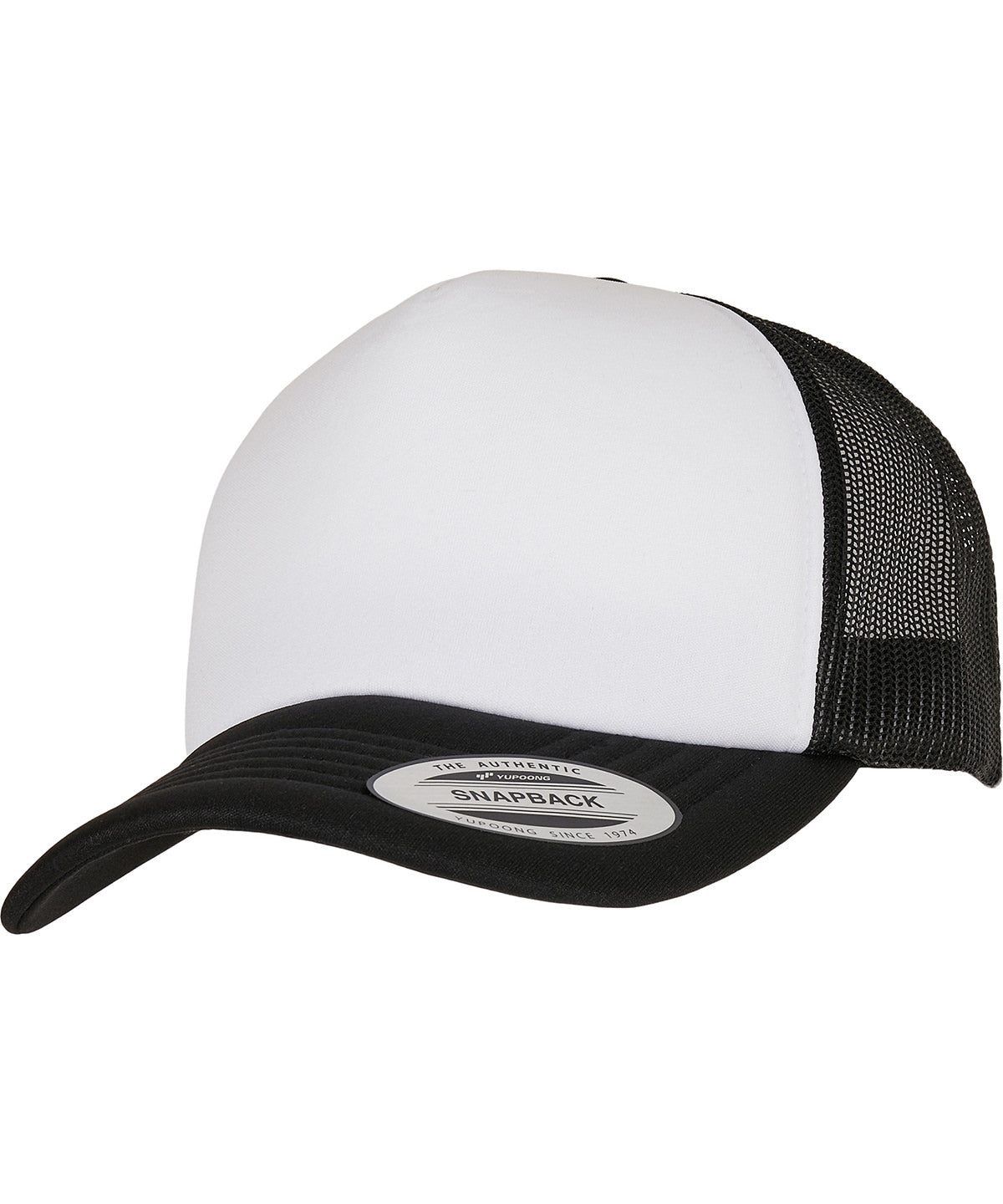 Flexfit / Yupoong YP Classics® curved foam trucker cap – white front (6320W) Black/White/Black