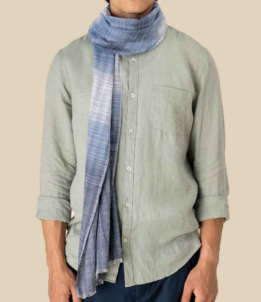 Spasso Blue Classic Check Scarf