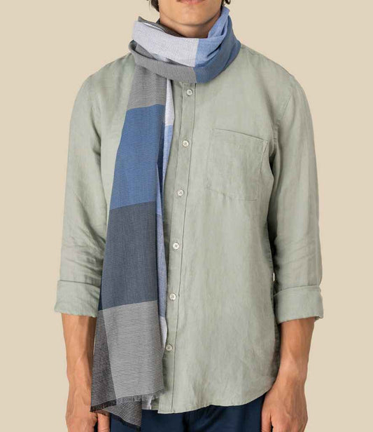 Spasso Blue Check Scarf