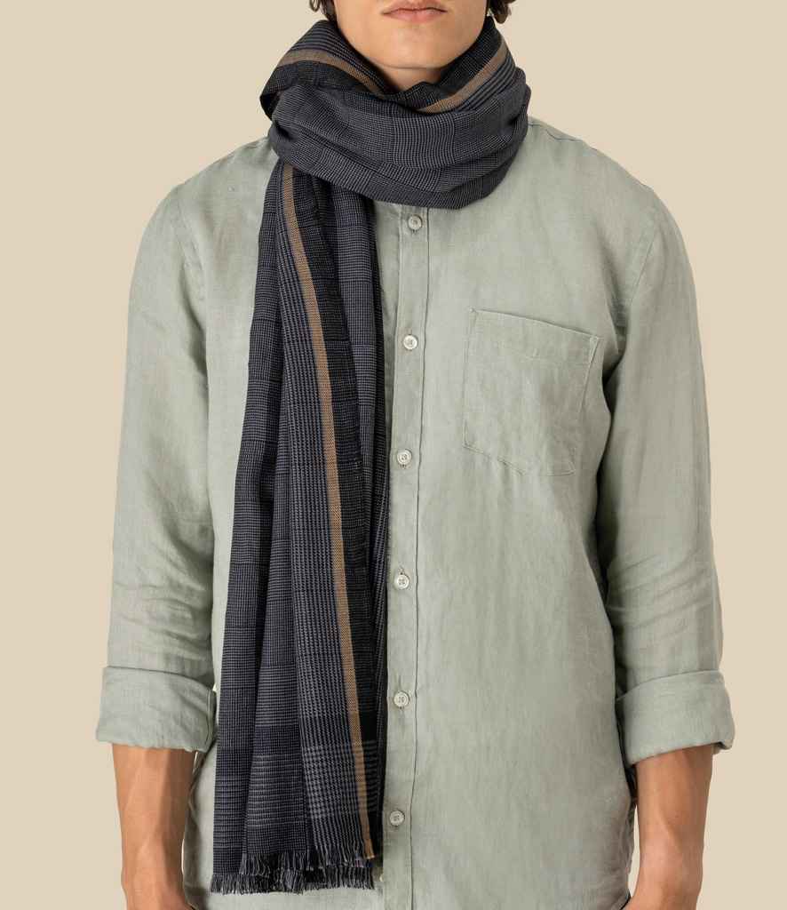 Spasso Grey Pixel Check Scarf